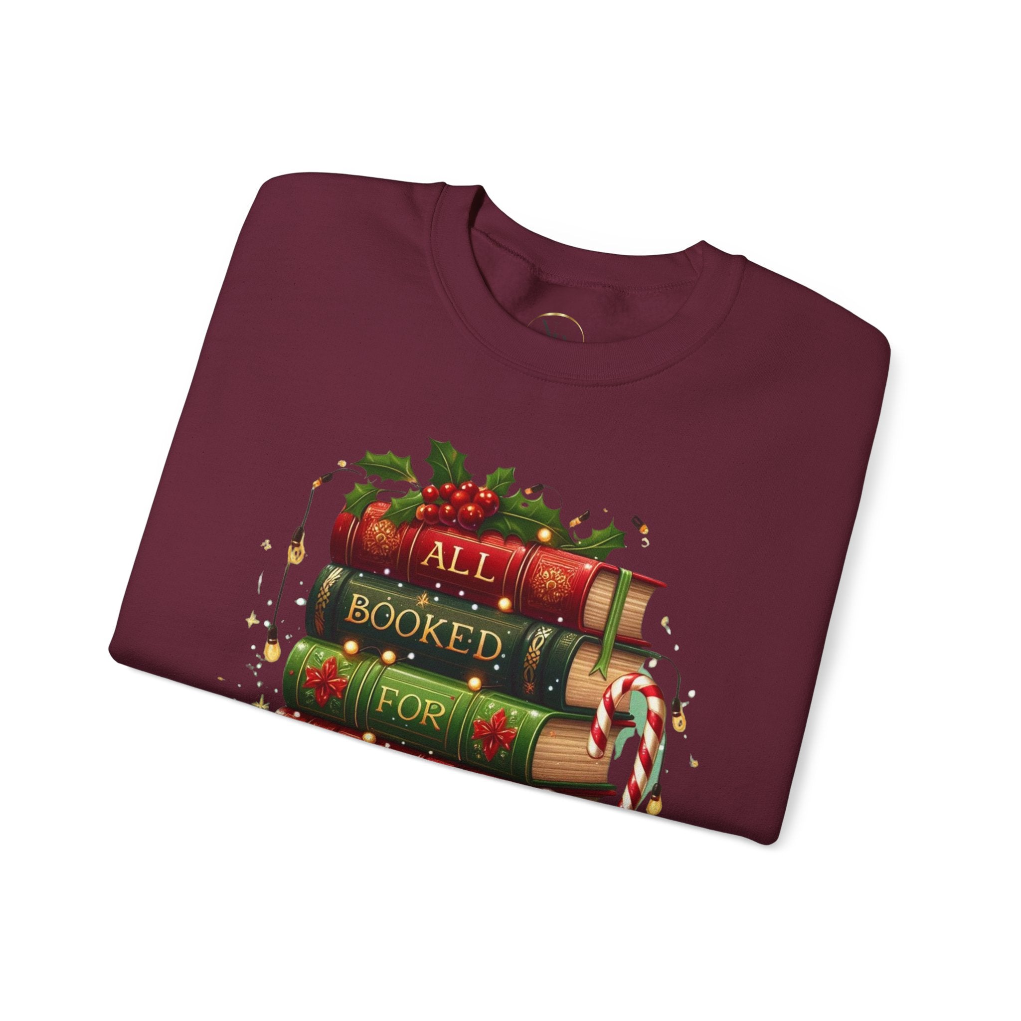 📚✨ All Booked for Christmas Weihnachts-Sweatshirt für Bücherliebhaberinnen