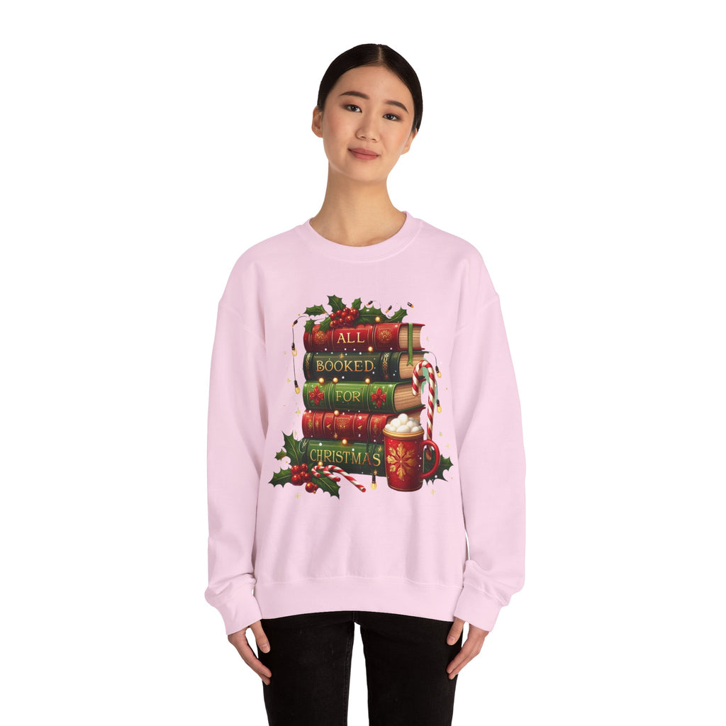 📚✨ All Booked for Christmas Weihnachts-Sweatshirt für Bücherliebhaberinnen