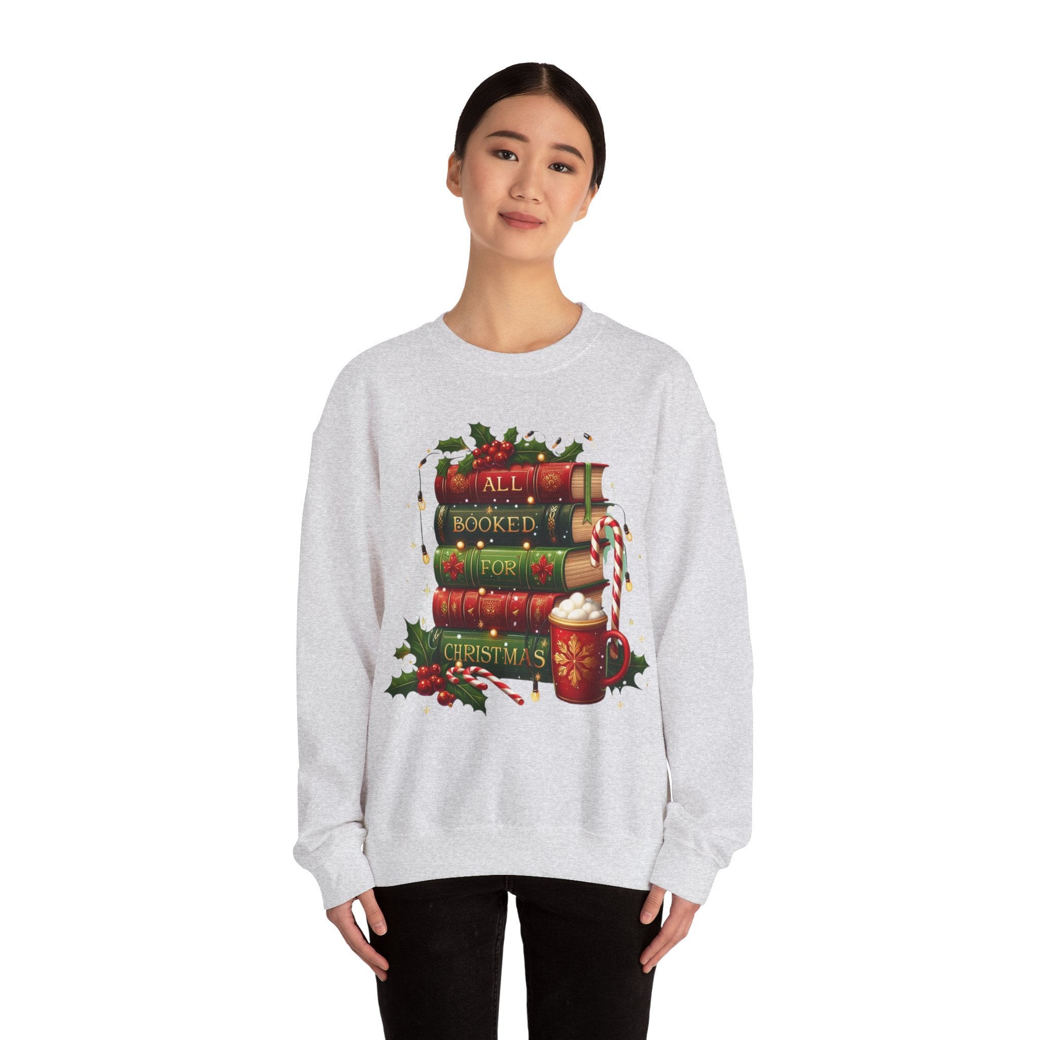 📚✨ All Booked for Christmas Weihnachts-Sweatshirt für Bücherliebhaberinnen