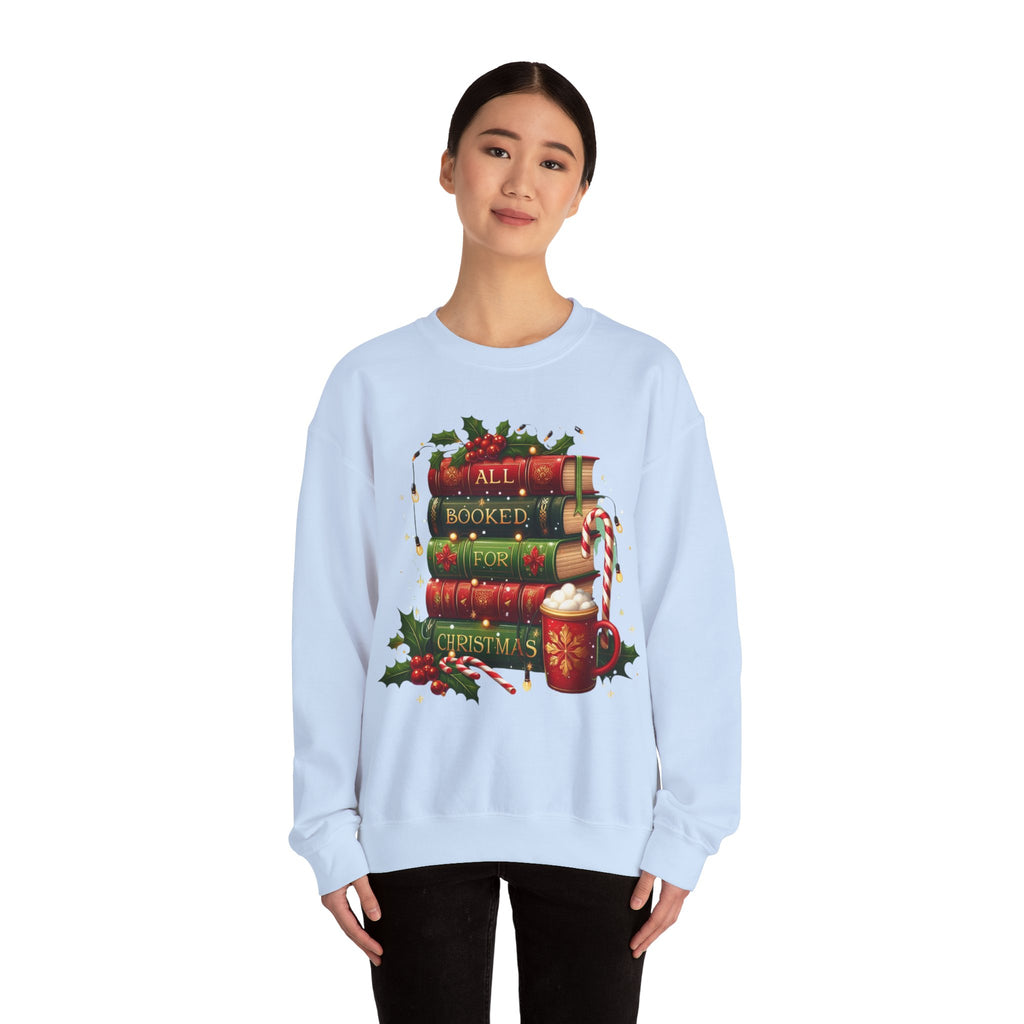 📚✨ All Booked for Christmas Weihnachts-Sweatshirt für Bücherliebhaberinnen