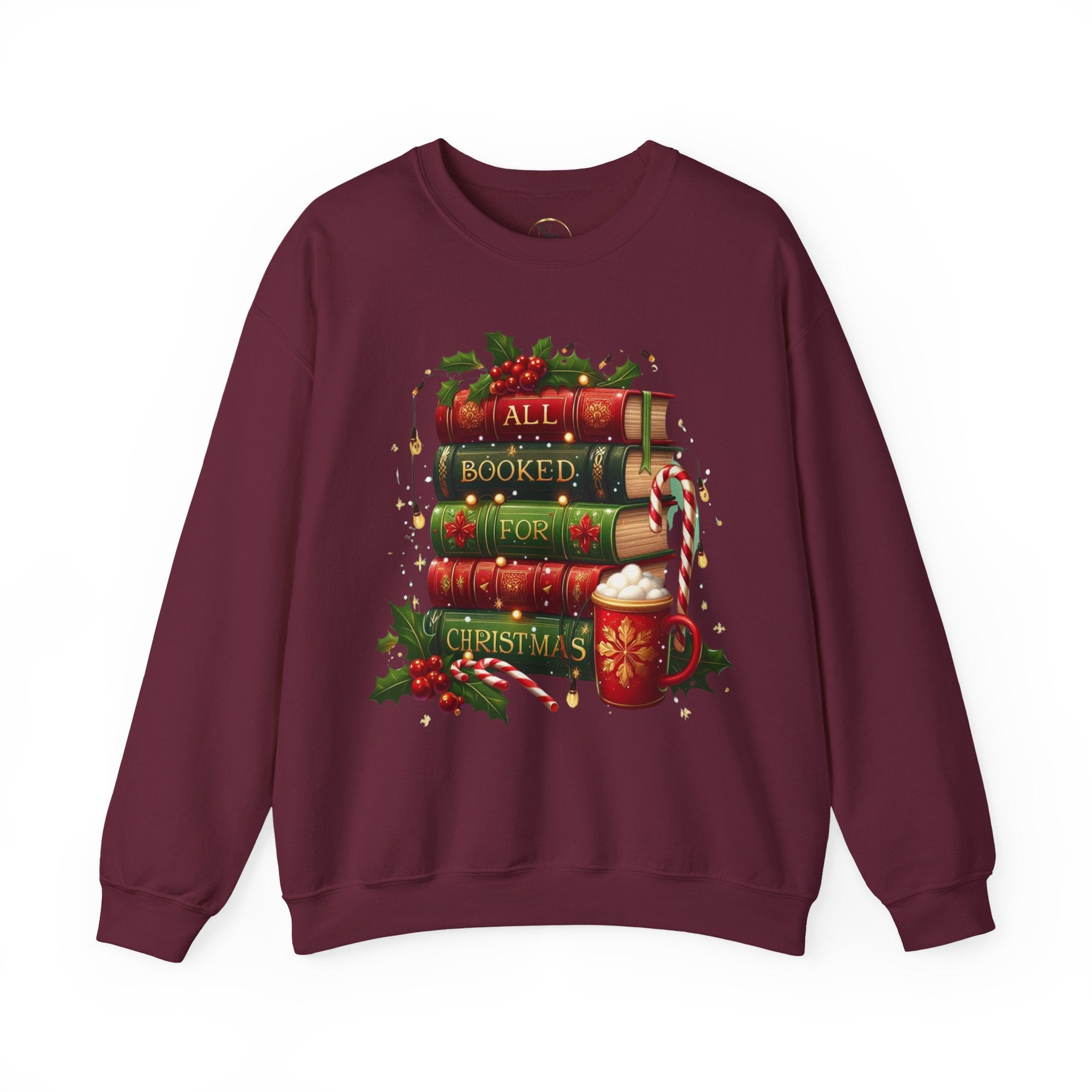 📚✨ All Booked for Christmas Weihnachts-Sweatshirt für Bücherliebhaberinnen