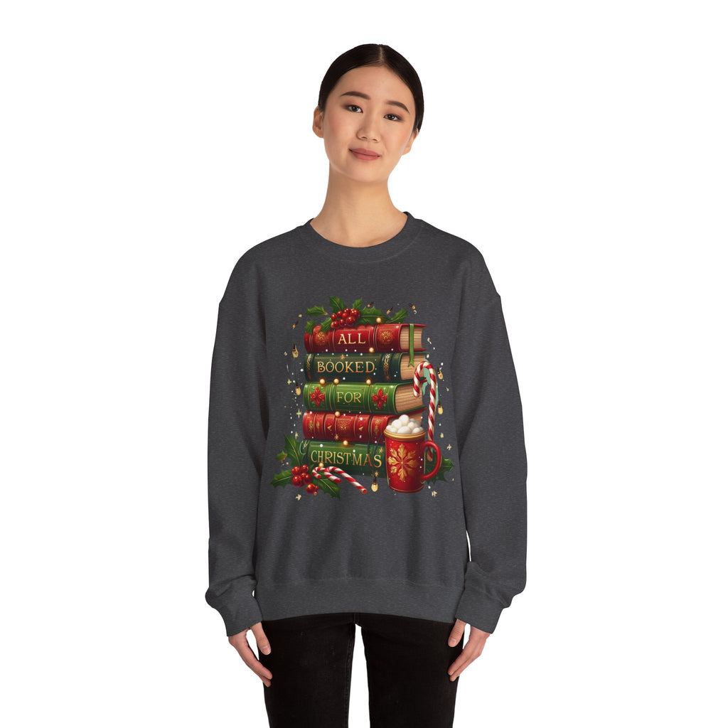 📚✨ All Booked for Christmas Weihnachts-Sweatshirt für Bücherliebhaberinnen
