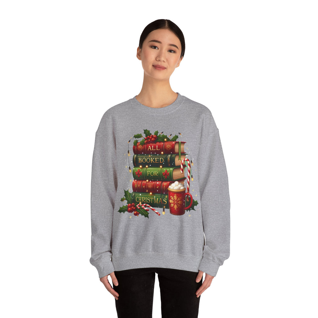 📚✨ All Booked for Christmas Weihnachts-Sweatshirt für Bücherliebhaberinnen