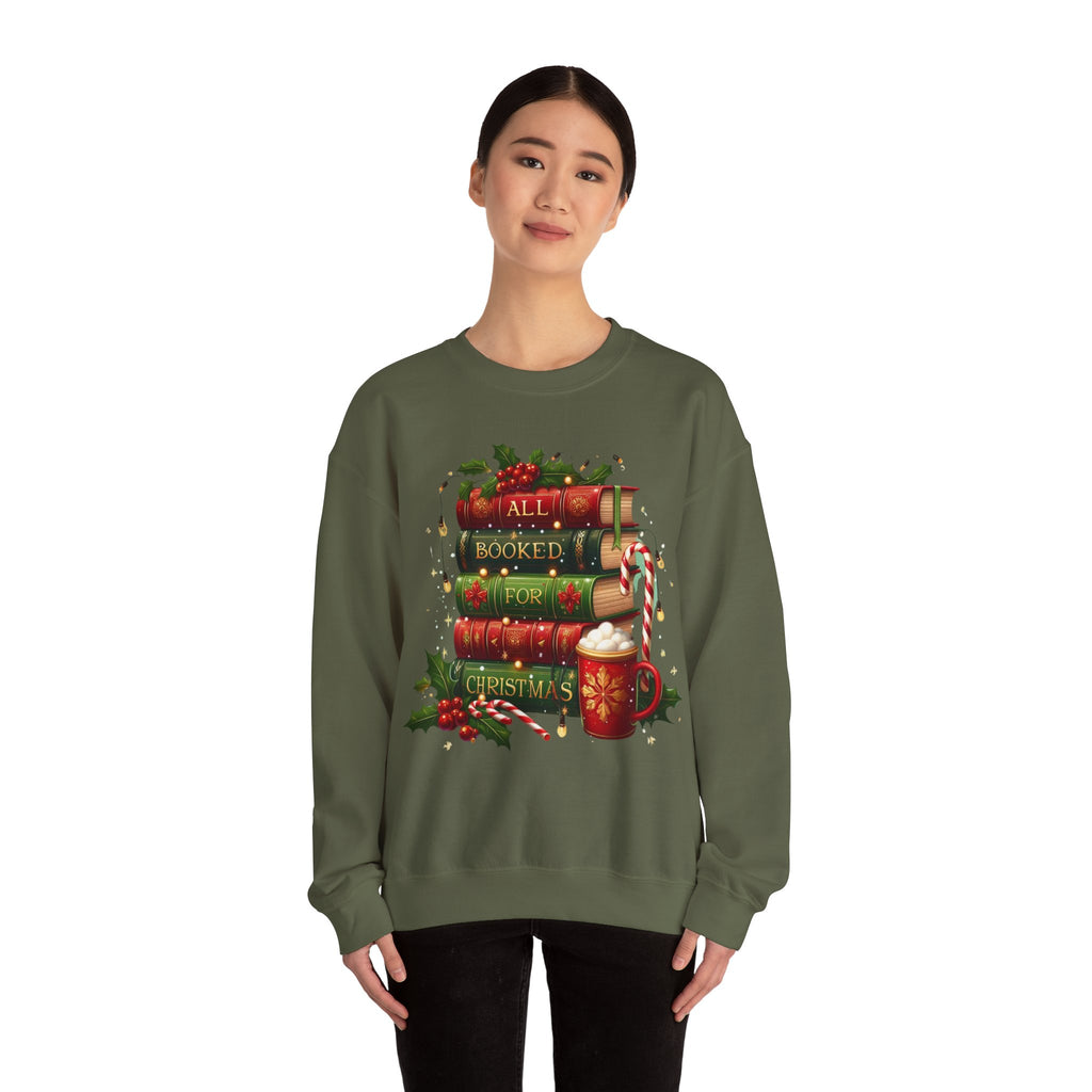 📚✨ All Booked for Christmas Weihnachts-Sweatshirt für Bücherliebhaberinnen